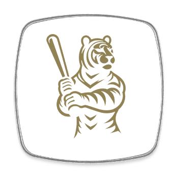 Minimalistische Tiger Baseballspieler Silhouette - Viereckiger Kühlschrankmagnet - Weiß - Vorne