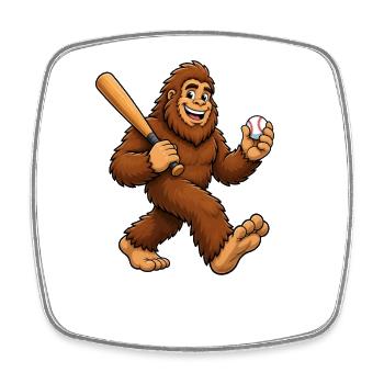 Baseball Bigfoot Sasquatch Lustiger Bigfoot Baseba - Viereckiger Kühlschrankmagnet - Weiß - Vorne