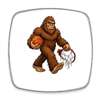 Basketball Bigfoot Sasquatch Lustiger Bigfoot - Viereckiger Kühlschrankmagnet - Weiß - Vorne