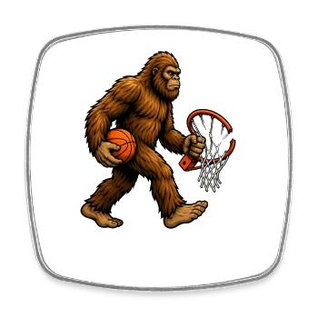 Basketball Bigfoot Sasquatch Lustiger Bigfoot - Viereckiger Kühlschrankmagnet - Weiß - Vorne