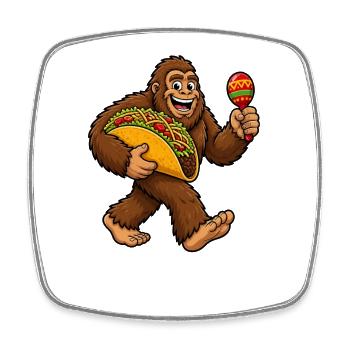 Bigfoot Taco Cinco de Mayo Lustiger Taco Bigfoot - Viereckiger Kühlschrankmagnet - Weiß - Vorne