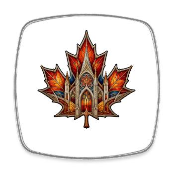 Maple Cathedral in Stained Glass Window - Square fridge magnet - white - Front