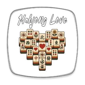 Mahjong Love Chinese Game Social Club - Square fridge magnet - white - Front