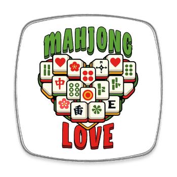 Mahjong Game Social Club Love Mahjong - Square fridge magnet - white - Front