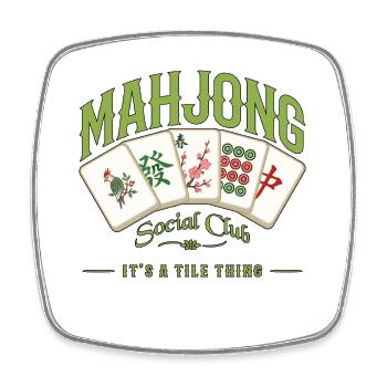 Mahjong-Spiel Sozialclub-Mahjong-Spieler - Viereckiger Kühlschrankmagnet - Weiß - Vorne