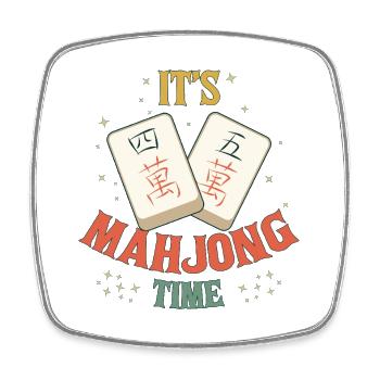 Mahjong-Spiel-Sozialclub Es ist Mahjong-Zeit - Viereckiger Kühlschrankmagnet - Weiß - Vorne