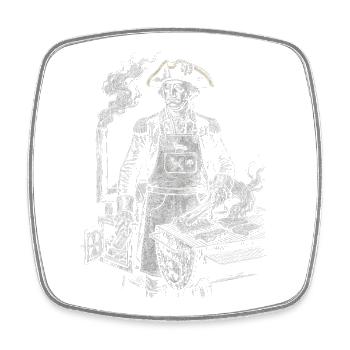 George Washington beim BBQ Grillen - Viereckiger Kühlschrankmagnet - Weiß - Vorne