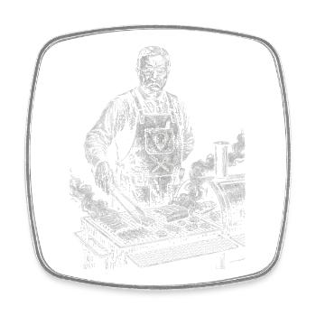 Theodore Roosevelt beim BBQ Grillen - Viereckiger Kühlschrankmagnet - Weiß - Vorne