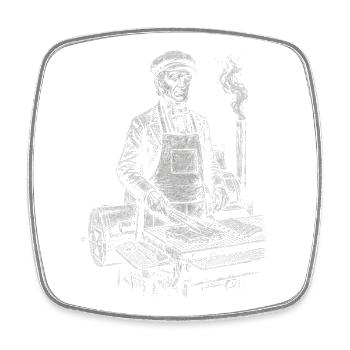 James K. Polk beim BBQ Grillen - Viereckiger Kühlschrankmagnet - Weiß - Vorne