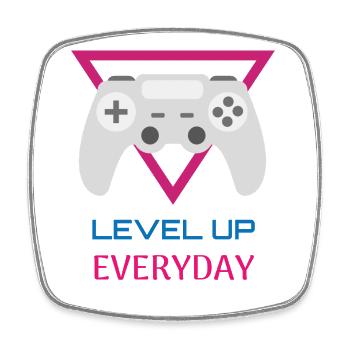 Level Up Everyday Gamer - Viereckiger Kühlschrankmagnet - Weiß - Vorne