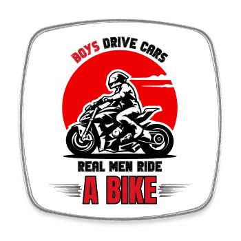 Real Men Biker - Square fridge magnet - white - Front