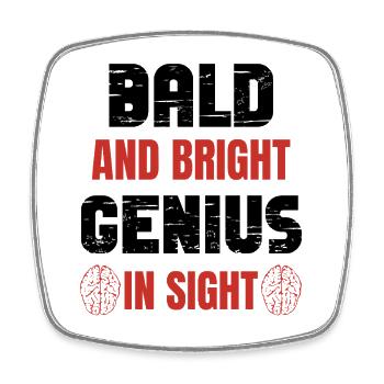 Bald Genius Quote - Square fridge magnet - white - Front