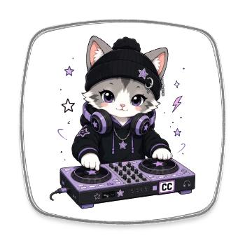 Chat DJ - Viereckiger Kühlschrankmagnet - Weiß - Vorne