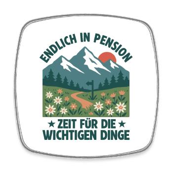 Pension Retro Berge Zeit zu Wandern - Viereckiger Kühlschrankmagnet - Weiß - Vorne