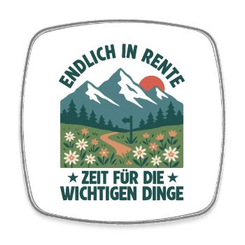 Rente Retro Berge Zeit zu Wandern - Viereckiger Kühlschrankmagnet - Weiß - Vorne