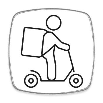 Kurierliefer-Scooter-Queue-Symbol - Viereckiger Kühlschrankmagnet - Weiß - Vorne