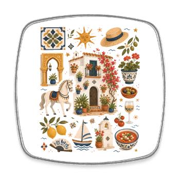 Andalusien | Sonne, Oliven & Lebensfreude - Viereckiger Kühlschrankmagnet - Weiß - Vorne