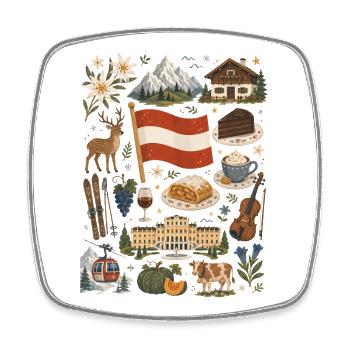 Austria | Alps, enjoyment & sense of home - Square fridge magnet - white - Front