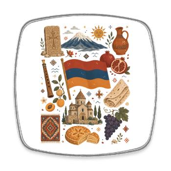Arménie | Ararat, culture et amour de la patrie - Magnet carré - blanc - Devant