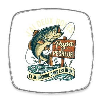 Papa Et Pêcheur J'ai Deux Rôles Fête Des Pères - Magnet carré - blanc - Devant