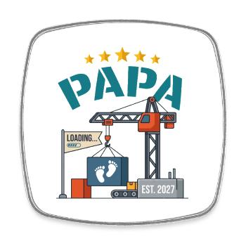 Future Daddy 2027 Beladen Baby-Bau - Viereckiger Kühlschrankmagnet - Weiß - Vorne