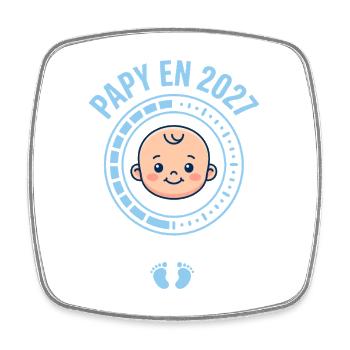 Futur Papy 2027 Chargement Bébé En Cours - Magnet carré - blanc - Devant