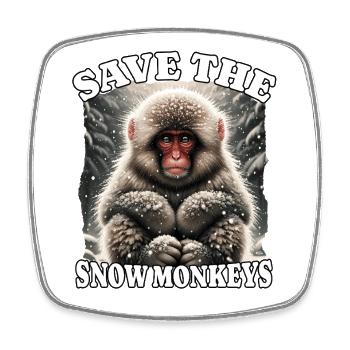 Schneeaffe Save Snow Monkey - Viereckiger Kühlschrankmagnet - Weiß - Vorne