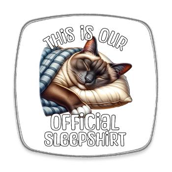 Siamkatze Schlafshirt - Viereckiger Kühlschrankmagnet - Weiß - Vorne