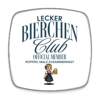 Lecker Bierchen Club - Viereckiger Kühlschrankmagnet - Weiß - Vorne