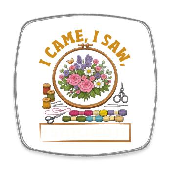 Funny needlepoint craft hobby - Square fridge magnet - white - Front