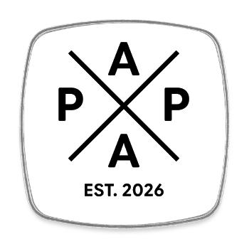 Papa Est. 2026 | Vater | Vatertag Geschenk - Viereckiger Kühlschrankmagnet - Weiß - Vorne