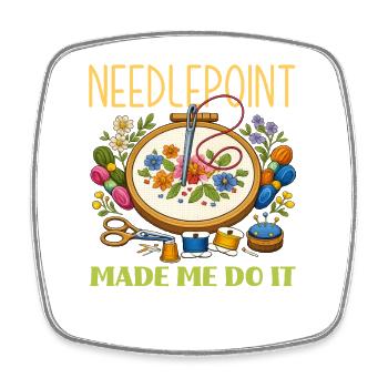 Funny needlepoint craft hobby - Square fridge magnet - white - Front