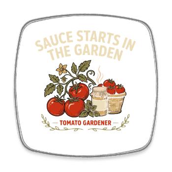 Tomatenfreunde Garten Sauce - Viereckiger Kühlschrankmagnet - Weiß - Vorne