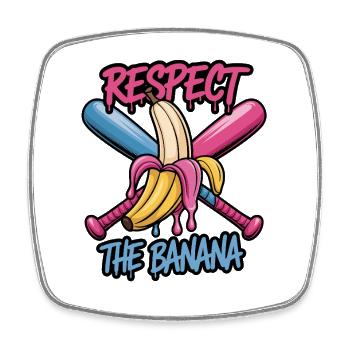 Respektiere Die Banane Witziges Grafikdesign Mit - Viereckiger Kühlschrankmagnet - Weiß - Vorne