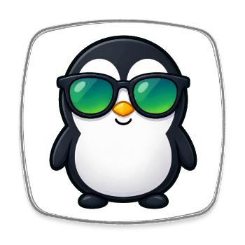 Süßer Pinguin Cartoon Kawaii mit Sonnenbrille - Viereckiger Kühlschrankmagnet - Weiß - Vorne
