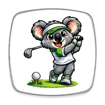Süßer Koala spielt Golf - Viereckiger Kühlschrankmagnet - Weiß - Vorne