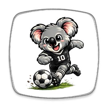 Süßer Koala spielt Fußball - Viereckiger Kühlschrankmagnet - Weiß - Vorne