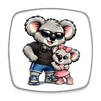 Süßer Koala – Großer Bruder - Viereckiger Kühlschrankmagnet - Weiß - Vorne