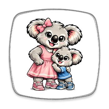 Süßer Koala – Große Schwester - Viereckiger Kühlschrankmagnet - Weiß - Vorne