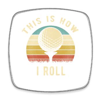 Golf Retro So rolle ich lustiges Golfer-Geschenk - Viereckiger Kühlschrankmagnet - Weiß - Vorne