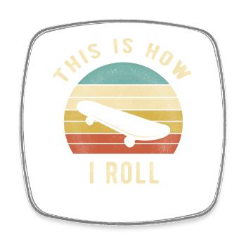 Retro-Skateboard-Liebhaber-Geschenk So rolle ich - Viereckiger Kühlschrankmagnet - Weiß - Vorne