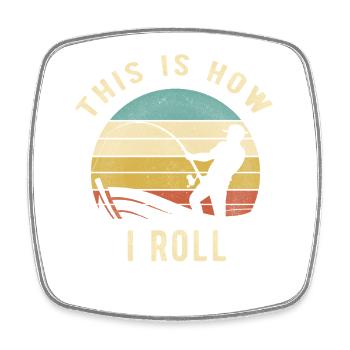 Angeln Retro So rolle ich Angler Geschenk - Viereckiger Kühlschrankmagnet - Weiß - Vorne