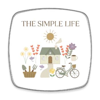 The Simple Life Cottage Garden - Viereckiger Kühlschrankmagnet - Weiß - Vorne
