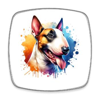 Bullterrier Motiv - Viereckiger Kühlschrankmagnet - Weiß - Vorne