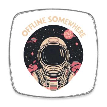 Astronaut im All – Offline Somewhere - Viereckiger Kühlschrankmagnet - Weiß - Vorne