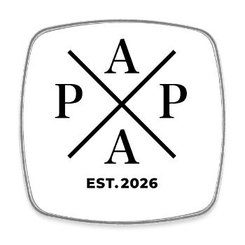 Papa Est. 2026 | Vater | Vatertag Geschenk - Viereckiger Kühlschrankmagnet - Weiß - Vorne
