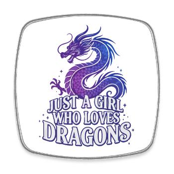 Drachenliebe: Girl liebt Drachen - Viereckiger Kühlschrankmagnet - Weiß - Vorne