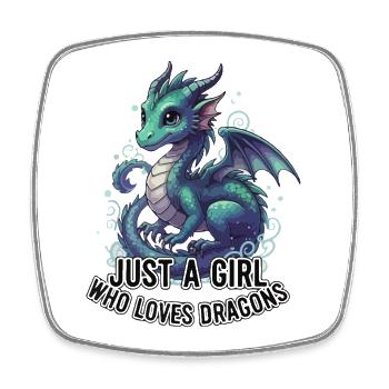 Mädchen liebt Drachen - Viereckiger Kühlschrankmagnet - Weiß - Vorne