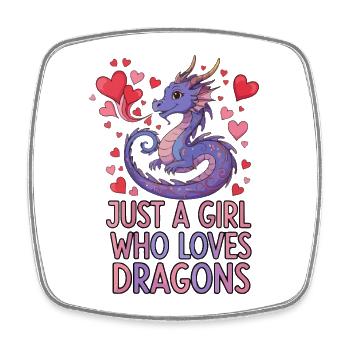 Nur ein Mädchen liebt Drachen - Viereckiger Kühlschrankmagnet - Weiß - Vorne