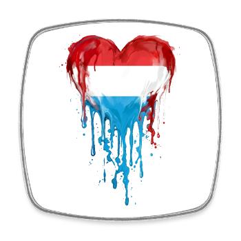 Luxembourg Herzflagge Tropfen BlauRotWeiß - Viereckiger Kühlschrankmagnet - Weiß - Vorne